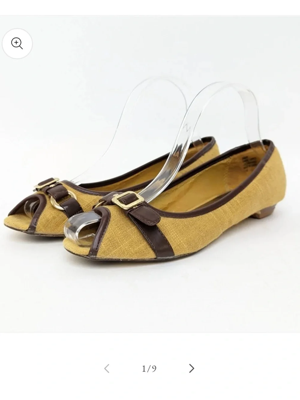 Diba  Brown Peep-Toe Buckle Flats